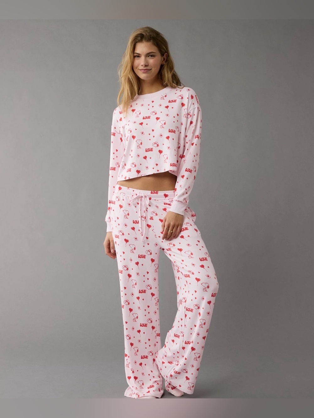 American Eagle Snoopy Valentine's Day Plush PJ Set Size XS